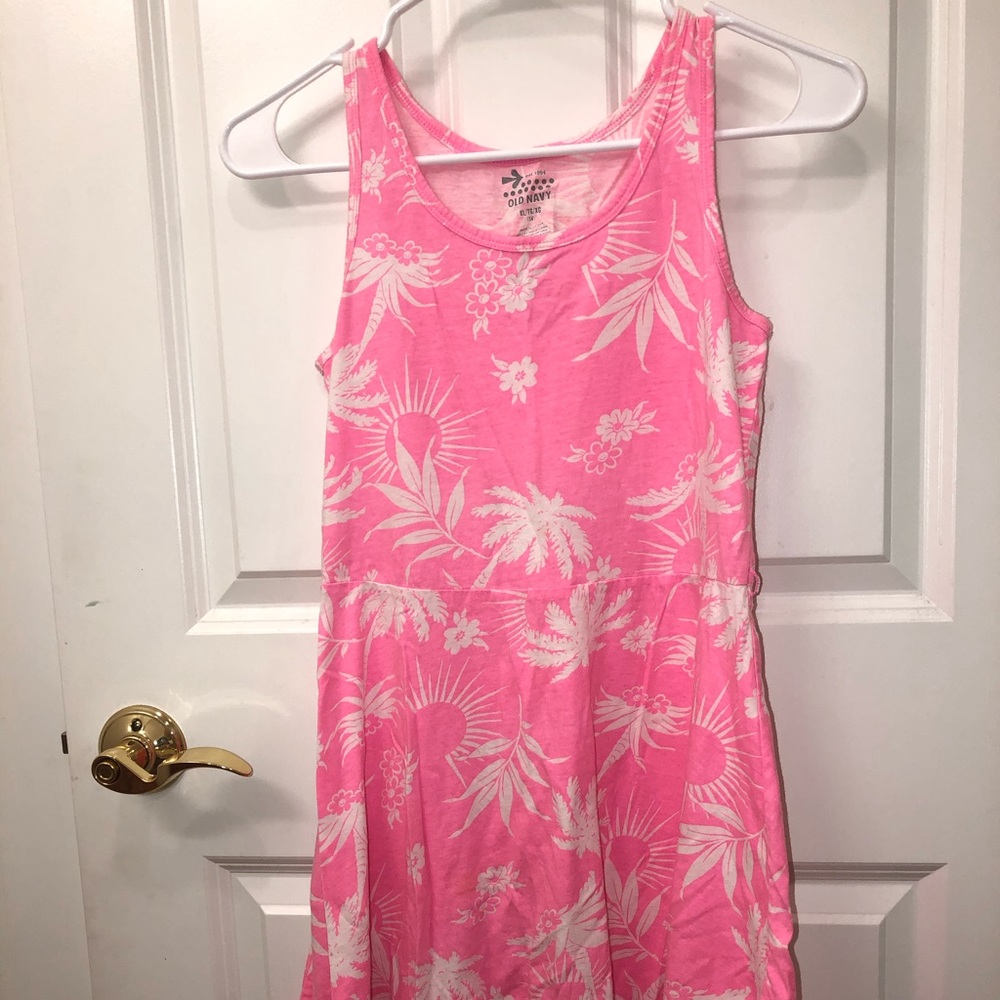 Pink and white below the knee dress